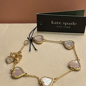 Kate Spade Gold and Pink Heart Charm Bracelet